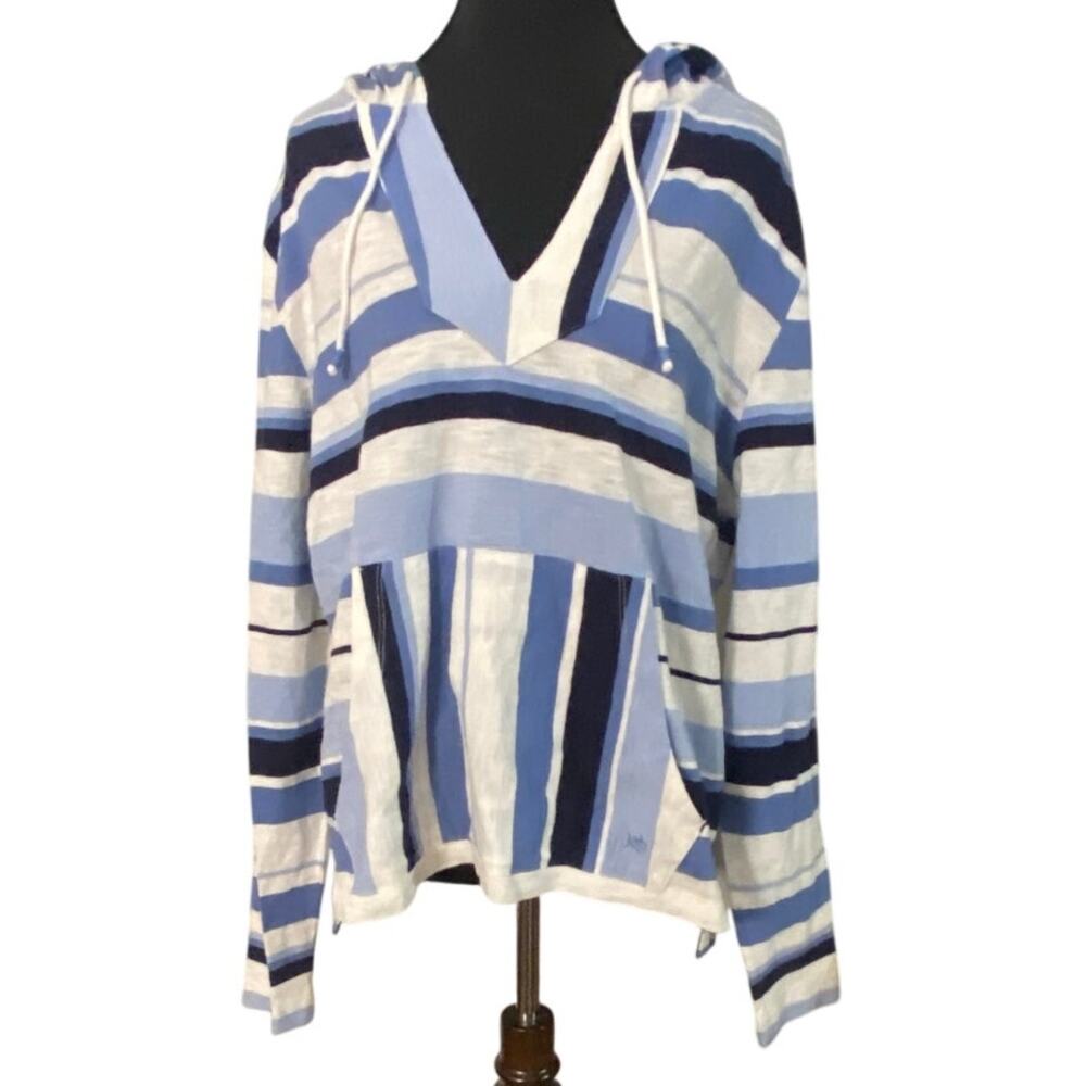Striped Blue & White Hooded Sweater